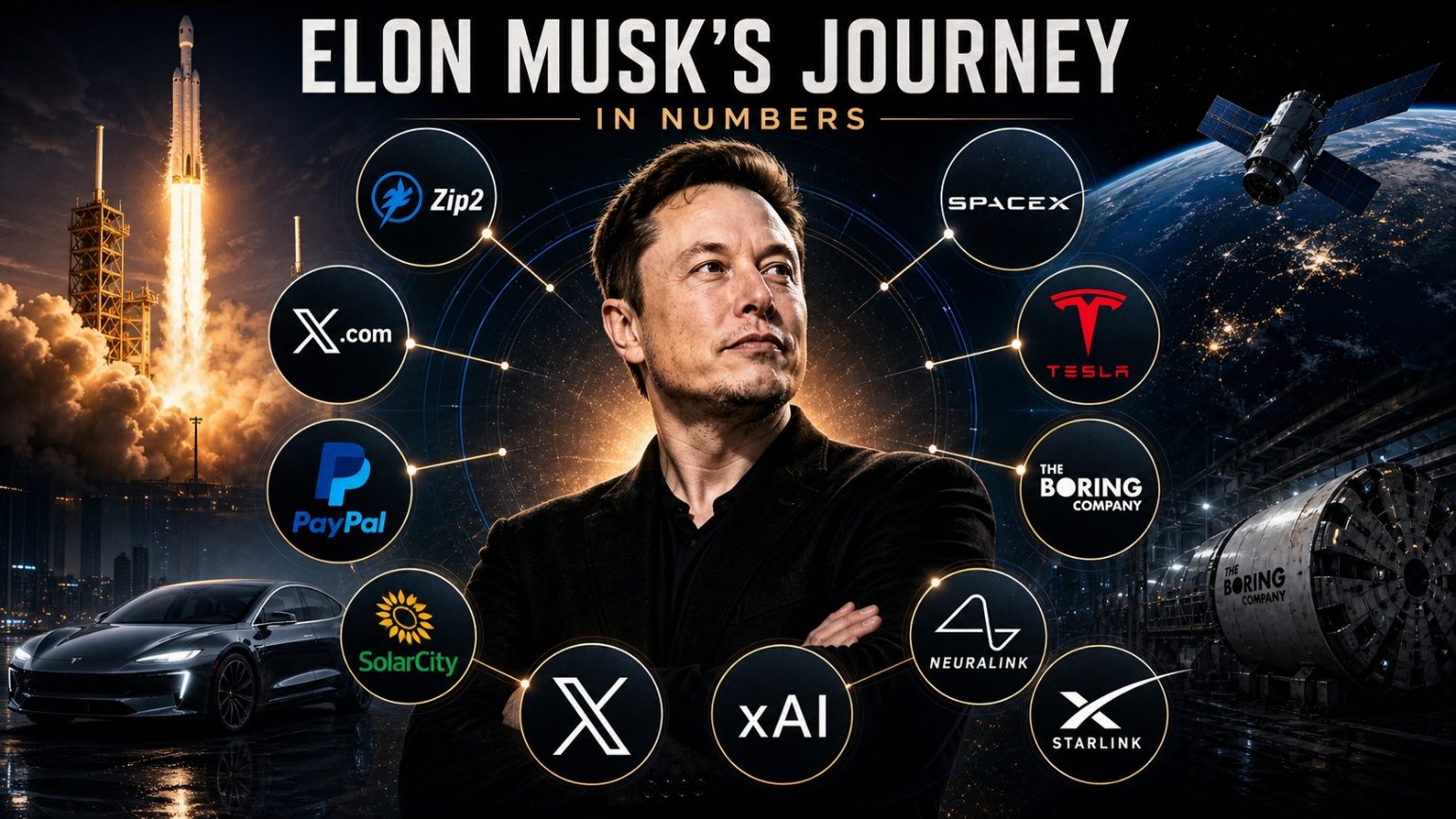 Elon Musk’s journey, in numbers