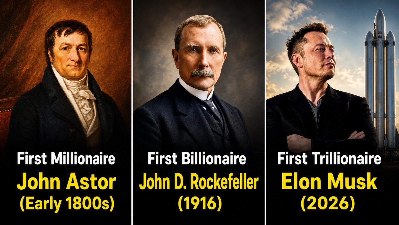 Three men, three centuries: the first millionaire, the first billionaire, the first trillionaire