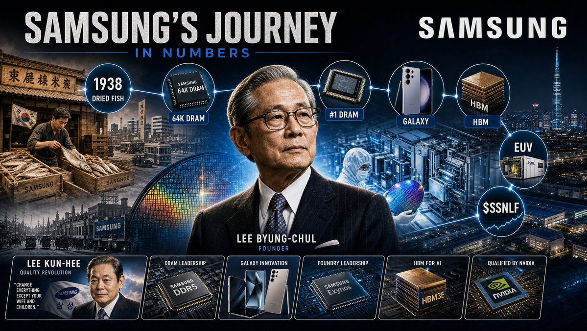 Samsung’s journey, from dried-fish trading to DRAM leadership and the HBM race.